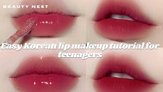 Easy Korean lip makeup tutorial for teenagers gradient lips girls under 18 [upl. by Avert]