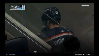 122722 PIT  NYI Huge Hit by Wahlstrom on Ruhwedel Both players leave game soon after [upl. by Plerre]