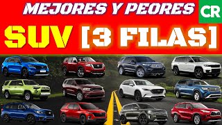 Mejores y Peores SUV 3 FILAS según CONSUMER REPORTS 2023 [upl. by Eilojne213]