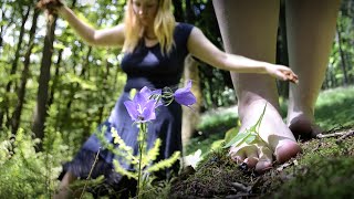 🍓 Nature ASMR 🍀 The greenest wood barefoot hike Picking wild strawberries soft moss [upl. by Adorne]