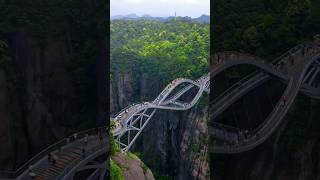 The Ruyi Bridge in Shenxianju is 100 meters long and hangs on a 600meterhigh cliff travel china [upl. by Madson742]