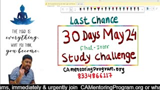 📢Launching 30 Days Ultimate Study Challenge for May 24 CA Final amp Inter Students [upl. by Rahman]