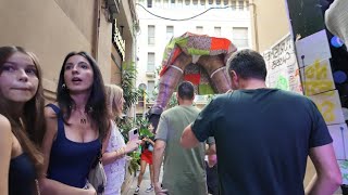 4K Fiesta de Gracia August 20 2024 Walk Barcelona Spain 4K HDR 60fps [upl. by Oivaf]