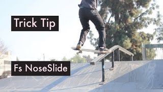 How To Frontside Noseslide  Skateboarding Trick Tips [upl. by Aihtibat]