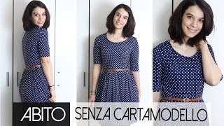 Abito con maniche corte e gonna arricciata  Senza cartamodello  Tutorial cucito per principianti [upl. by Libyc]