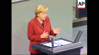 Merkel urges lawmakers to approve rescue plan protest [upl. by Mastrianni]