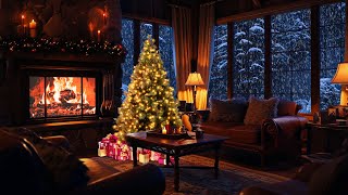 Cozy Christmas Ambience  Relaxing snowstorm fireplace  Winter wonderland ASMR [upl. by Irita]