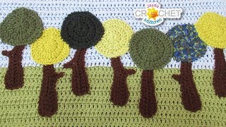 Crochet Tree Applique  Folk Art Calendar Blanket 2019  April [upl. by Towbin268]