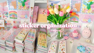 organizing my sticker collection  pt1 🎀 [upl. by Ecnerol]