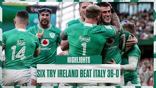 Highlights Six Try Ireland In Comprehensive Win Against Italy [upl. by Hashum]