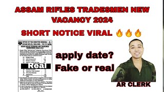 Assam rifle tradesmen new vacancy  MAKE YOUR LIFE [upl. by Kora593]