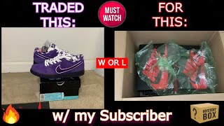 TRADED PURPLE LOBSTER SB DUNKS FOR THIS MYSTERY BOX  W OR L [upl. by Aihsenod]