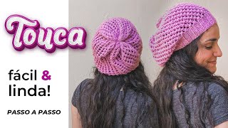 TOUCA ESTILO BOINA  Gorro passo a passo para iniciantes  Ponto vazado muito fácil e rápido [upl. by Candice894]