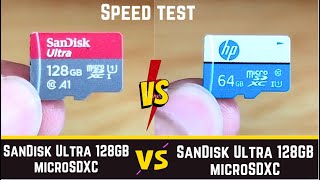 HP vs SanDisk Ultra microSDXC 128GB  64GB Memory Card SDXC detail comparison [upl. by Ahens]