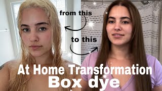 BLONDE TO BRUNETTE HAIR TRANSFORMATION  AT HOME USING BOX DYE  HAIR CUT [upl. by Ardnoet154]