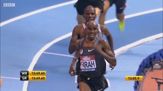 ᴴᴰ Mo Farah at Birmingham Müller Indoor Grand Prix Mens 5000m 2017 [upl. by Nauqyaj]