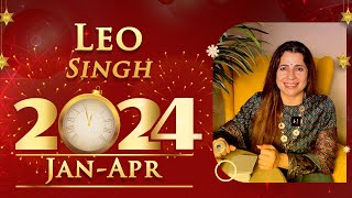 ♌ 2024 Jan  Apr Leo Singh Horoscope  सिंह राशि जनवरी  अप्रैल 2024 राशिफल  Tarot Reading [upl. by O'Toole]