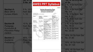 AWES PRT Syllabus shorts subscribe competitiveexams awes syllabus prt educational [upl. by Gilges473]