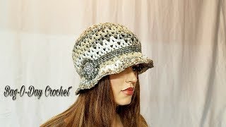 How To Crochet a Cloche hat  The Irish Rose Cloche Flapper Style  Bag o day Crochet Tutorial 471 [upl. by Netsua]