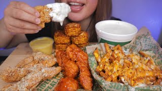 ASMR WINGSTOP MUKBANG CRISPY TENDERS VOODOO FRIES amp CAJUN CORN NO TALKING [upl. by Pillihpnhoj]