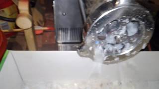 Grinding plastic milk jugs with LEM meat grinder for 3d printing filament [upl. by Emsoc]