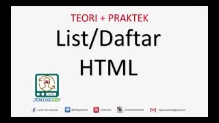 Cara Membuat Daftar List di HTML  Tutorial HTML part 8 [upl. by Hailahk]