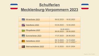 Schulferien Mecklenburg Vorpommern 2023 [upl. by Eniamurt774]