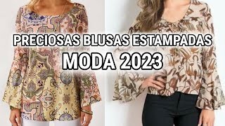 BLUSAS ESTAMPADAS de MODA 2023 BELLAS y ELEGANTES BLUSAS y BLUSONES [upl. by Frodeen]