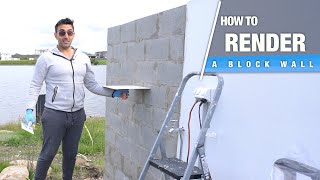 How to Render Exterior Block Wall  DIY Beginners Guide  Start to Finish [upl. by Edny]