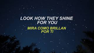 Coldplay  Yellow Letra Lyrics EnglishSpanish  EspañolInglés [upl. by Aerdnaxela]