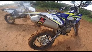 Sherco 300SEFR 4 stroke VS Husqvarna TE300 2 stroke [upl. by Marolda844]