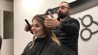 BLOND GIRL CHOOSE HAIR CUTTHE FROM BARBER TURKO [upl. by Marillin]