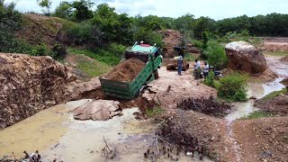 Incredible Dump Truck Drive Back Uploading Landslide Fall into the Pond Help by Dozer amp Excavator [upl. by Reiter554]