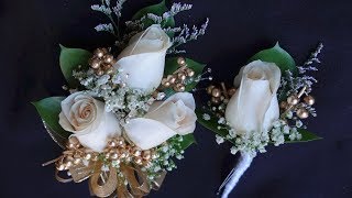 How to make corsage and boutonniere set for prom or wedding [upl. by Aillemac242]