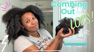 Combing Out Locs After 1 Year  How to Retain Length NO CUTTING  Minimal Shedding locjourney [upl. by Nyad]