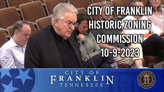 City of Franklin Historic Zoning Commission 1092023 [upl. by Yadnus]