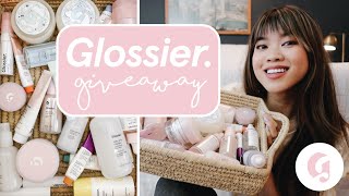 GLOSSIER GIVEAWAY  Reviewing all of the glossier skincare  every single product amp discount code [upl. by Webster]