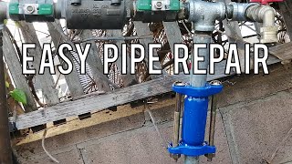 How to Repair a Galvanized Water Or Irrigation Pipe With a Compression Coupling [upl. by Atteuqahc]