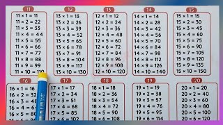 1115 Tables Table of 11 to 15 Tables of Eleven to Fifteen Tables Multiplication Tablesrsgauri [upl. by Lyj]