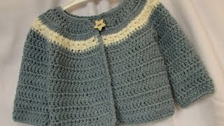 VERY EASY crochet cardigan  sweater  jumper tutorial  baby and child sizes [upl. by Hartwell]