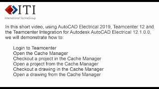 TCAAE  Teamcenter Integration for Autodesk AutoCAD Electrical Cache Manager Basics [upl. by Edina]