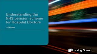 Understanding the NHS pension scheme for hospital doctors amp nonGP principals [upl. by Lorenza696]