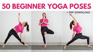 50 Mustknow BEGINNER YOGA POSES  Yoga for beginners [upl. by Pedersen171]