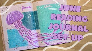 ARTISTIC jellyfish journal theme 🌊🌊🌊  june 2024 reading journal set up CC [upl. by Ariuqahs]