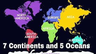 7 Continents and 5 Oceans of the World  Geography for Kids  Educational Videos  The openbook [upl. by Onaimad]