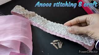 how to make a designer waist belt at home  saree border tho waist belt making full tutorial  Anoos [upl. by Nnylharas]