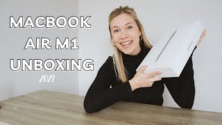 UNBOXING MY NEW MACBOOK AIR M1  SETUP  CUSTOMIZATION TIPS [upl. by Eamanna]