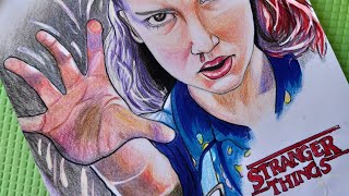 stranger things eleven drawing Millie Bobby brown easy drawing [upl. by Rikki969]