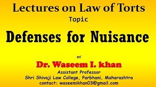 Defenses of Nuisance  Justification of Nuisance  Tort of Nuisance [upl. by Kippy]