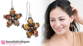 How to Bead Weave a Flower Using Ginko Beads [upl. by Rayle]